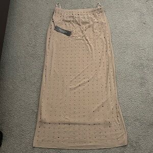 Emerson Lang Beige Maxi Skirt with Embellishments